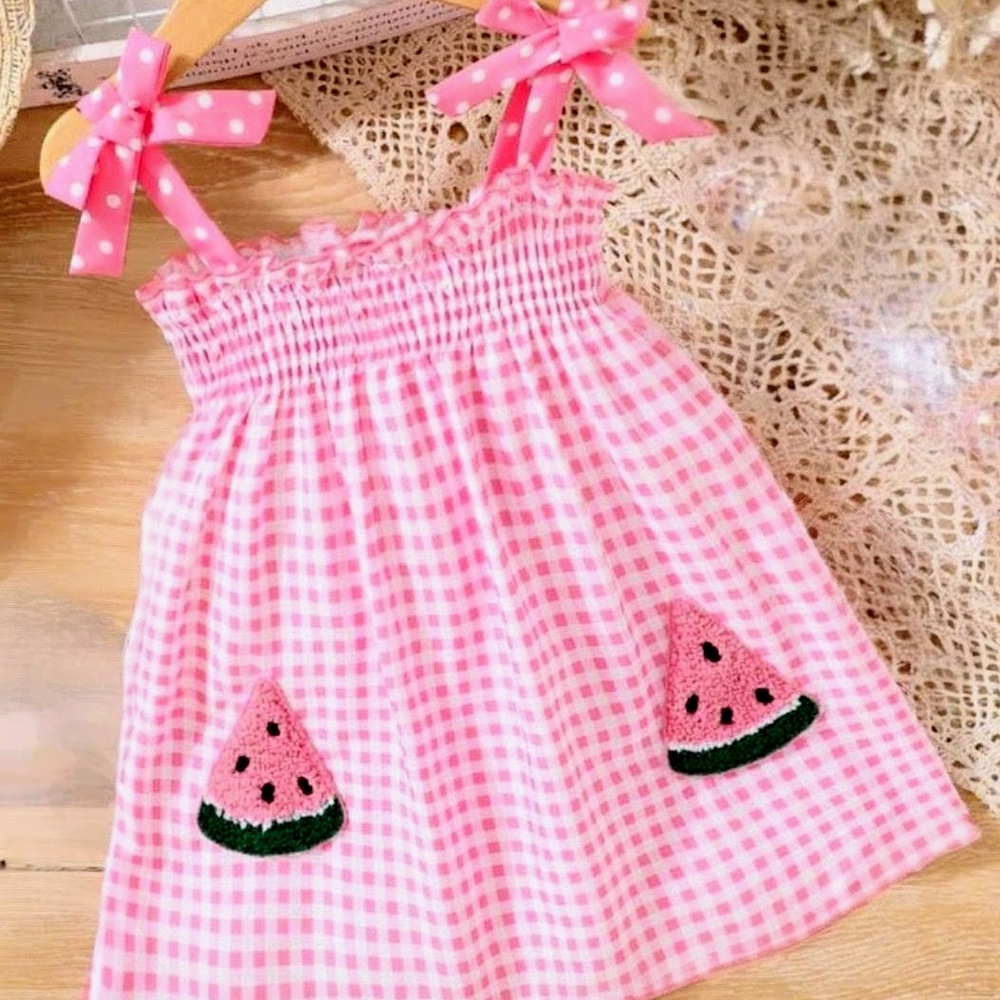 Pink Gingham Watermelon Dress